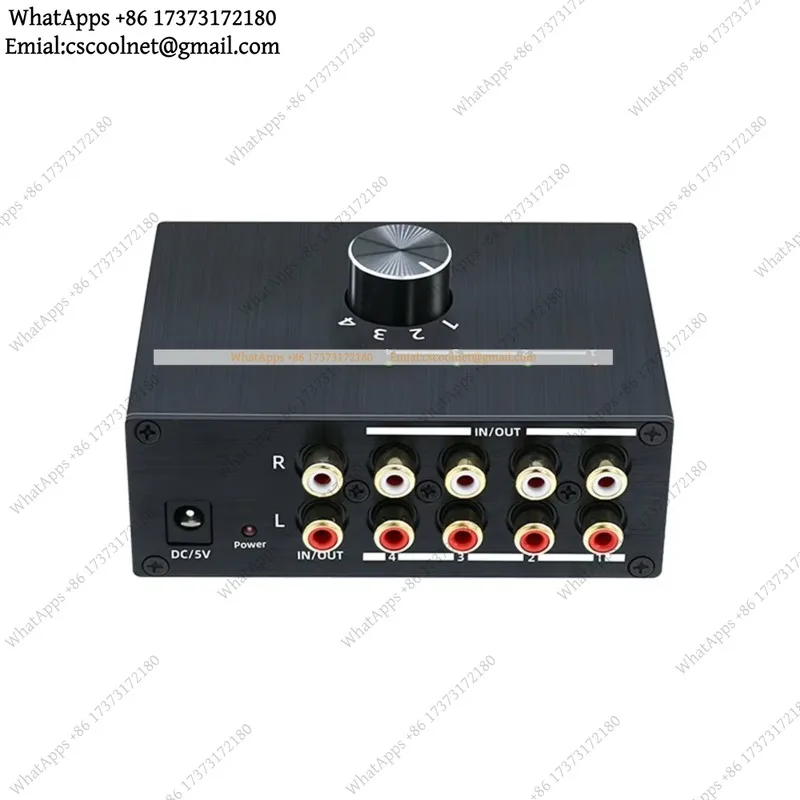 k3 4x1/1x4 Bi-Directional Audio Switcher, Stereo Audio Splitter with Volume Knob for Home Theater Speaker System