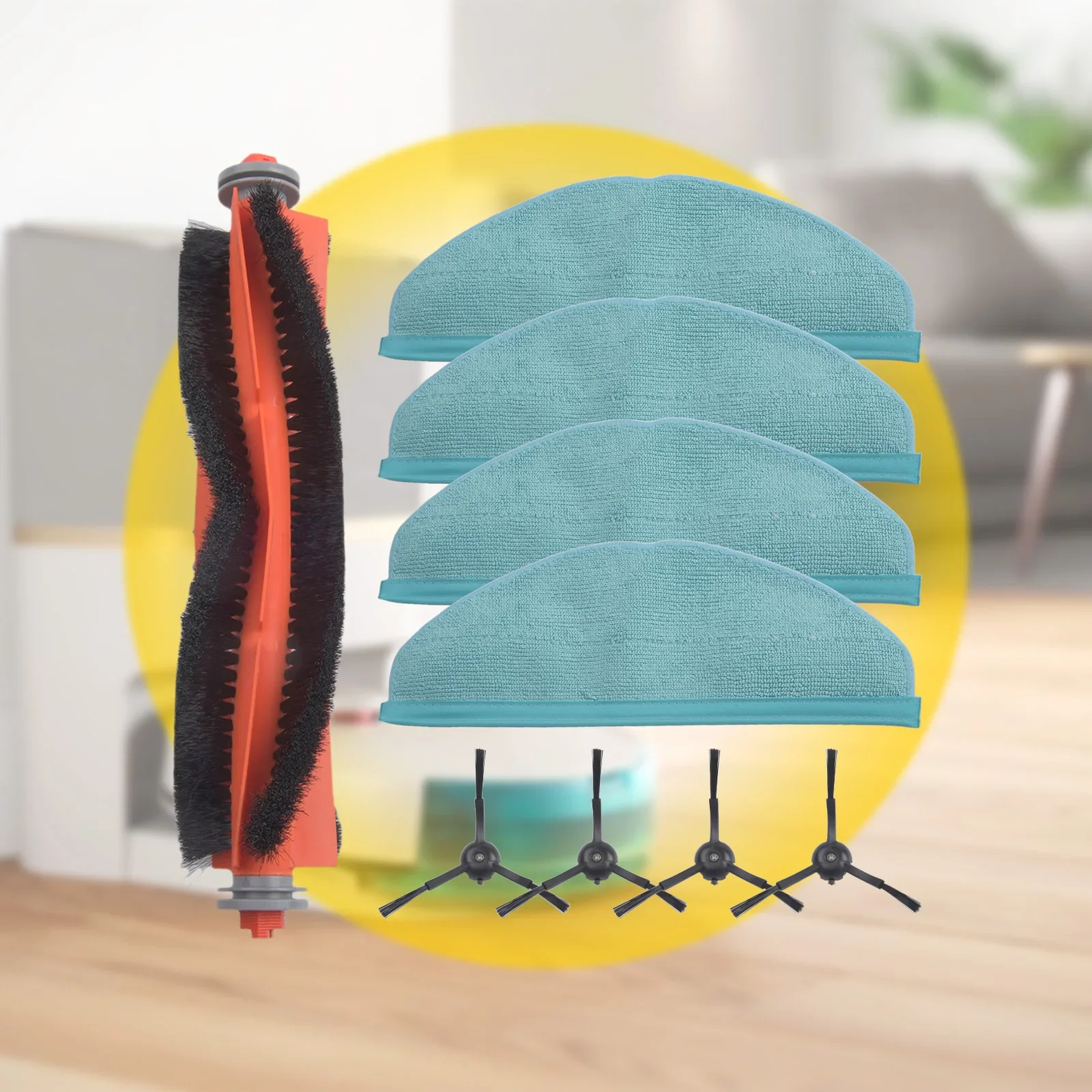 Main Side Brush Kit With Mop Cloths For Efficient Cleaning Of For HomeRun Vacuum Robot Models XU710001 XU710002