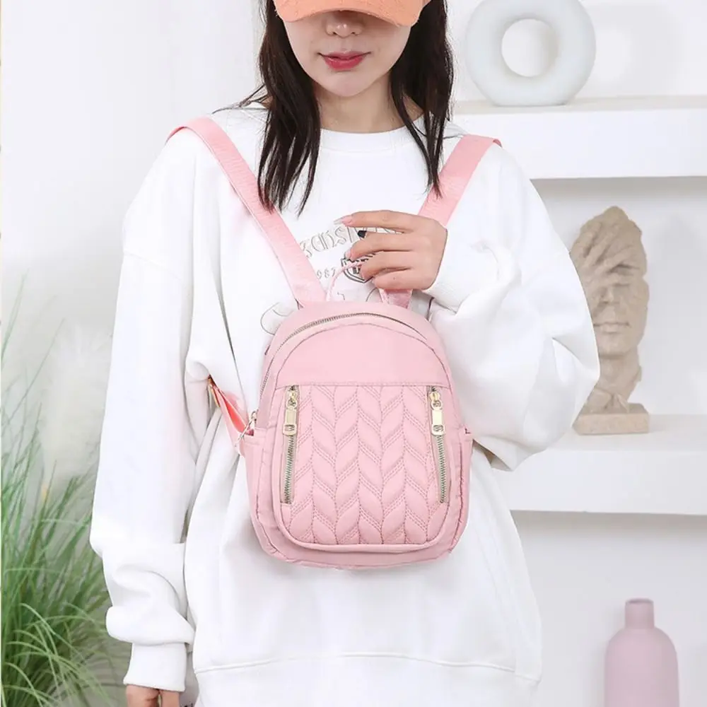 New Fashion Women Backpack Simple Casual Backpack Trend Travel Solid Color Nylon Bag Waterproof Lightweight Ladies Bag