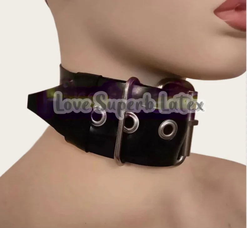 0.4mm Sexy Latex Neck Choker Rubber Fetish Women Men Collar Belt Back Handmade Neck Chain Costumes Clothing  Halloween - view 2
