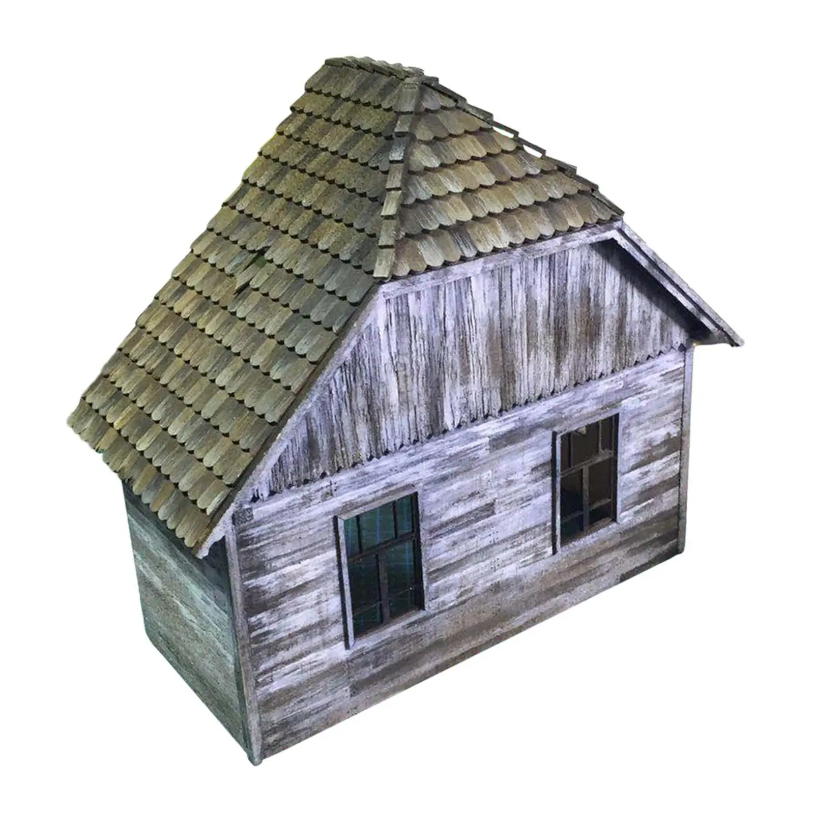 House Building Model Kit 1:35 Scale Unpainted Wooden for Micro Landscape
