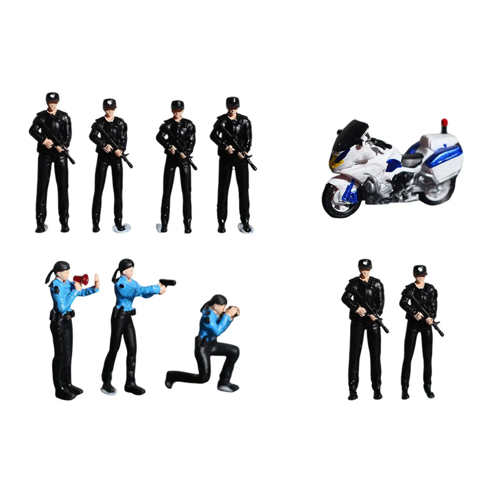 1/64 Scale Police Figures Miniature Scenes Layout Collection Realistic Sand