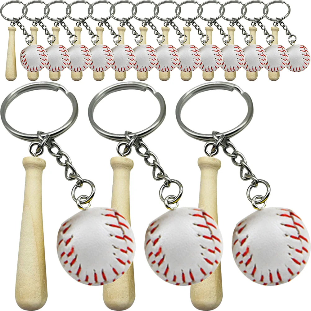 16 Pcs Baseball Keychain Fob Kids Mini Bag Hanging Decoration Boys Keychains Sports Pendants Stick for Miss Man