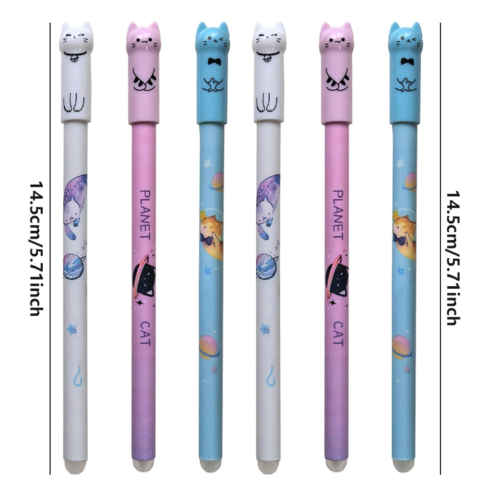 6/12pcs Creative Cat Erasable Gel Pens 0.5mm Blue Refill Rod Signature Pen Washable Handle Office Writing Supplies Stationery image 5