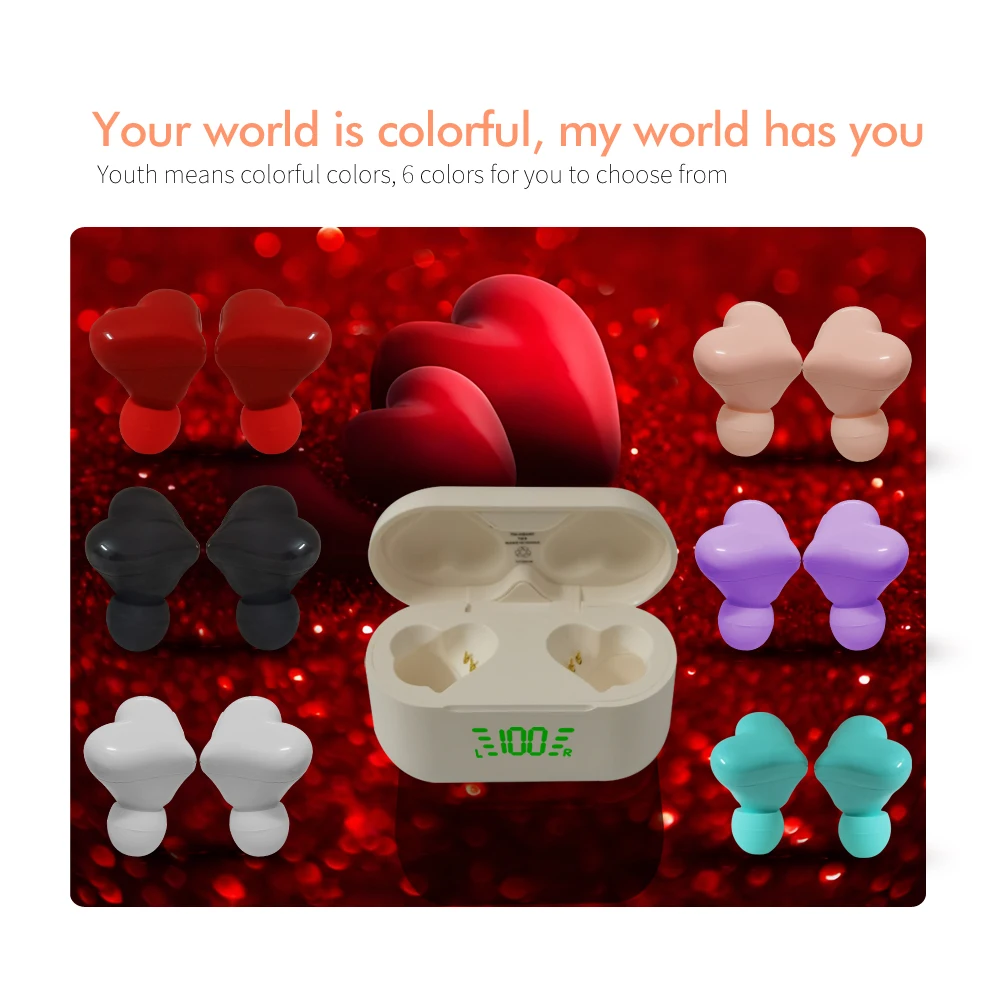 Headphone Nirkabel Tws Earphone Bluetooth Lucu Earphone Bluetooth Fashion Wanita Earphone Pelajar Game Merah Muda Hadiah Anak Perempuan