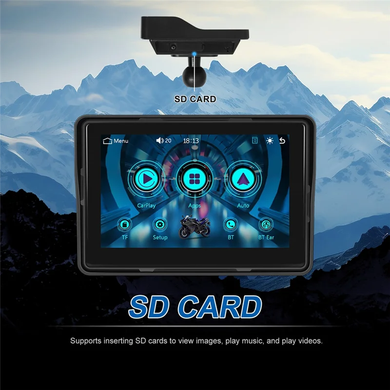 

Rare Motorcycle GPS Navigation Display Wireless Carplay Android Auto Screen Portable Motorcycle Monitor IP67 Waterproof