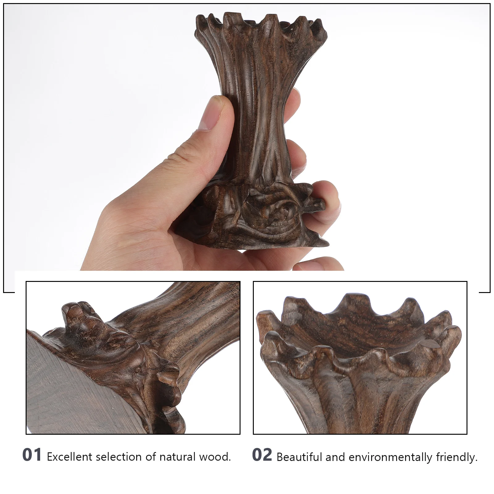 Crystal Base Decoration Home Display Stand Quartz Holder Wood Pedestal 5 High 2.5 Inner Diameter BlackWood A Style Large