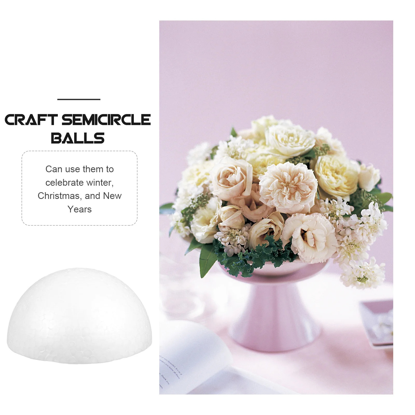 

15 Pcs Foam Balls White Semicircle Ornaments Craft Accessories Half Ball Model Children Activities Christmas Decorations Eco