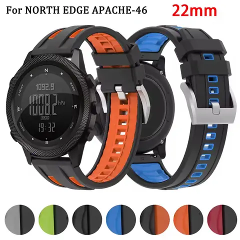 NORTH EDGE APACHE-46 용 실리콘 22mm 시계 밴드 APACHE-46 교체 용 손목 벨트 Correa 용 스포츠 손목 밴드 액세서리