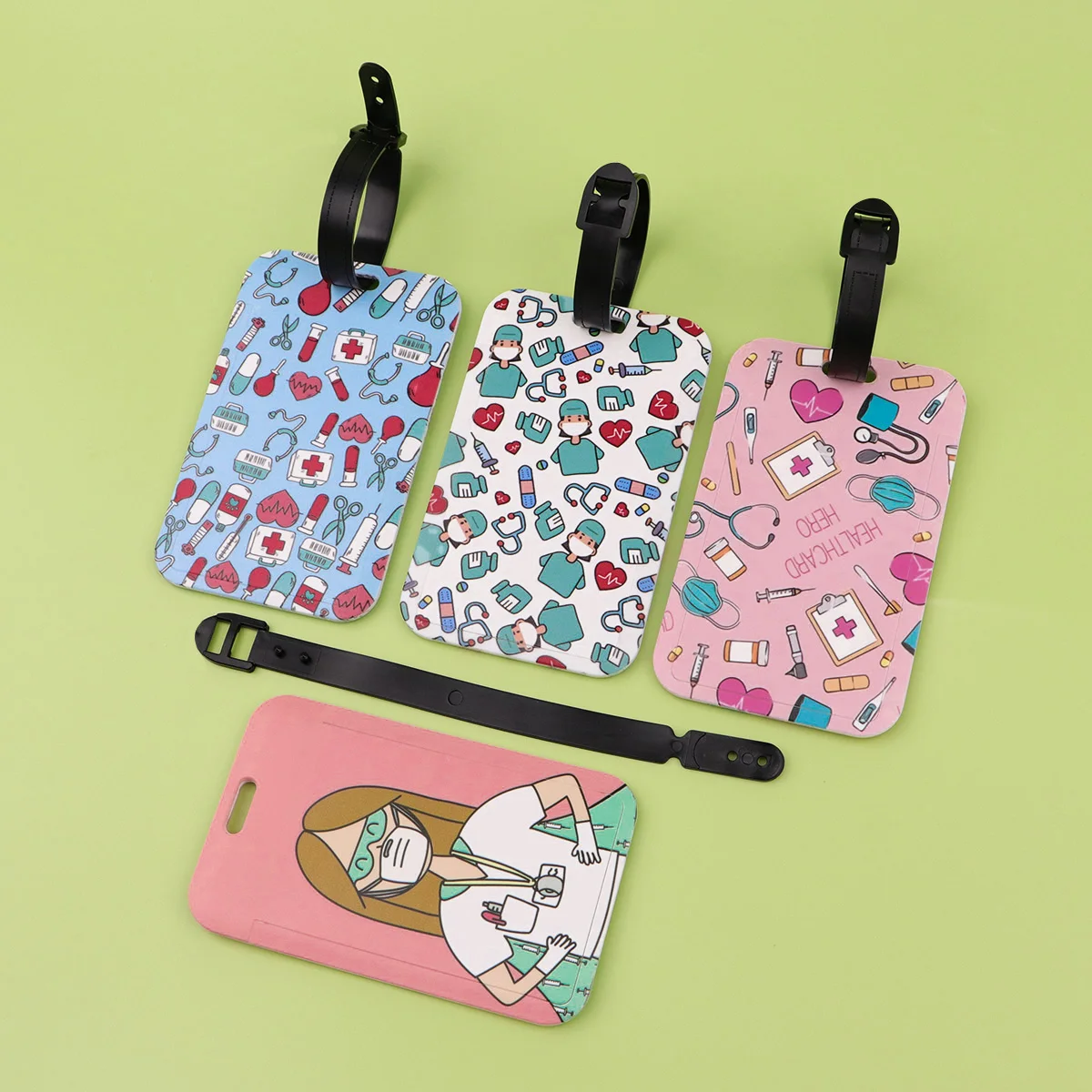 Medical Health Travel Luggage Tags Suitcase Wave Art Painting ID Address Holder Baggage Boarding Tags Portable Label Accessories