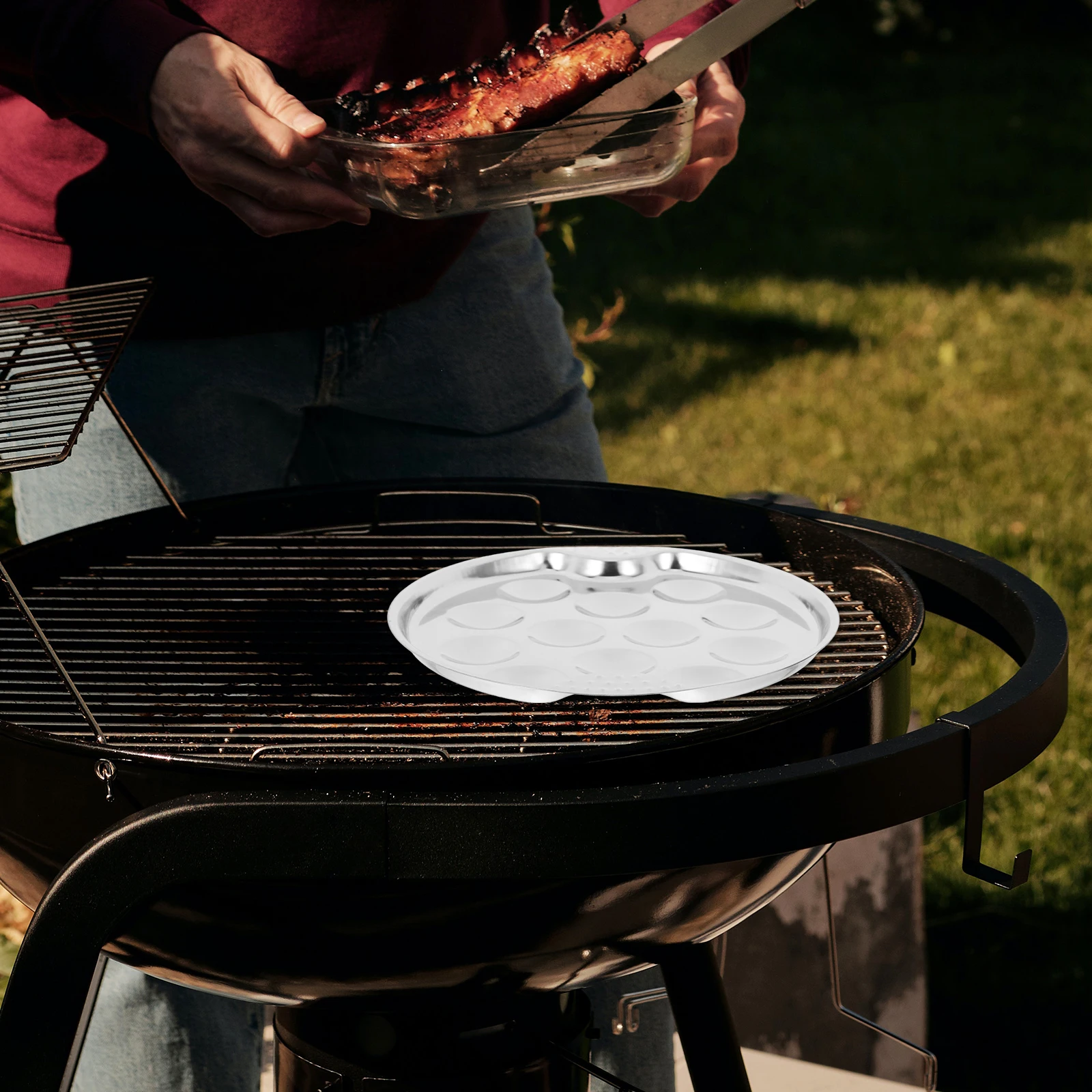 

2Pcs Stainless Steel Escargot Pan 12 Holes Snail Baking Dish Multi Functional Grill Steam Serve Dinner Plates Outdoor Bbq