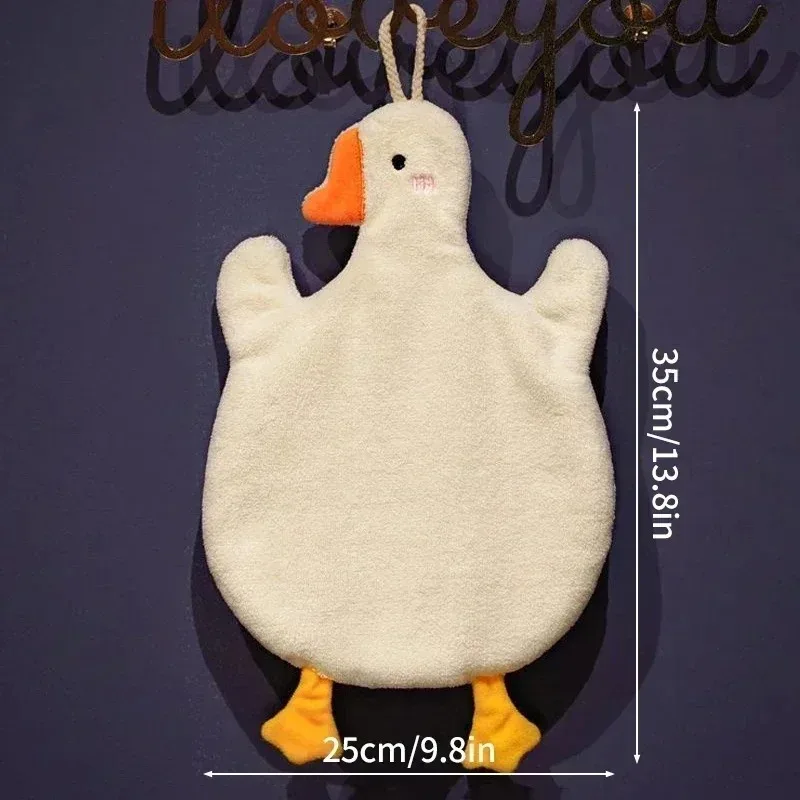 Cute Goose Hand Towel, Instagram Style, Hangable, Kitchen Household Wipe, Absorbent Towel, Coral Fleece, Bathroom Handkerchief