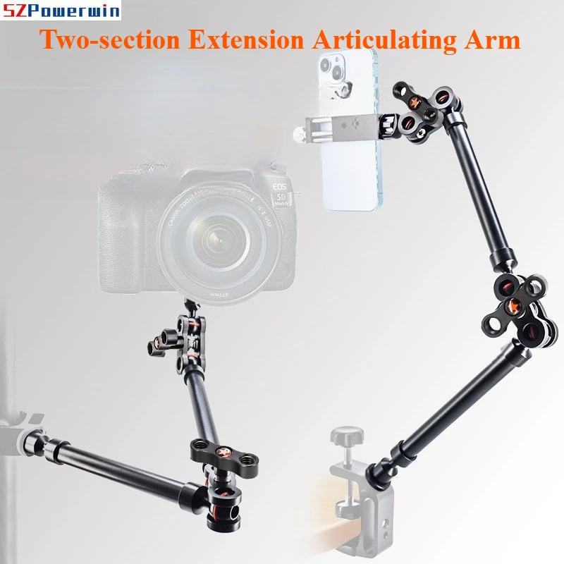 

Powerwin Two-section Extension Articulating Arm Overhead Cantilever Expansion Bracket Compatible with Camera Smartphone Monitor