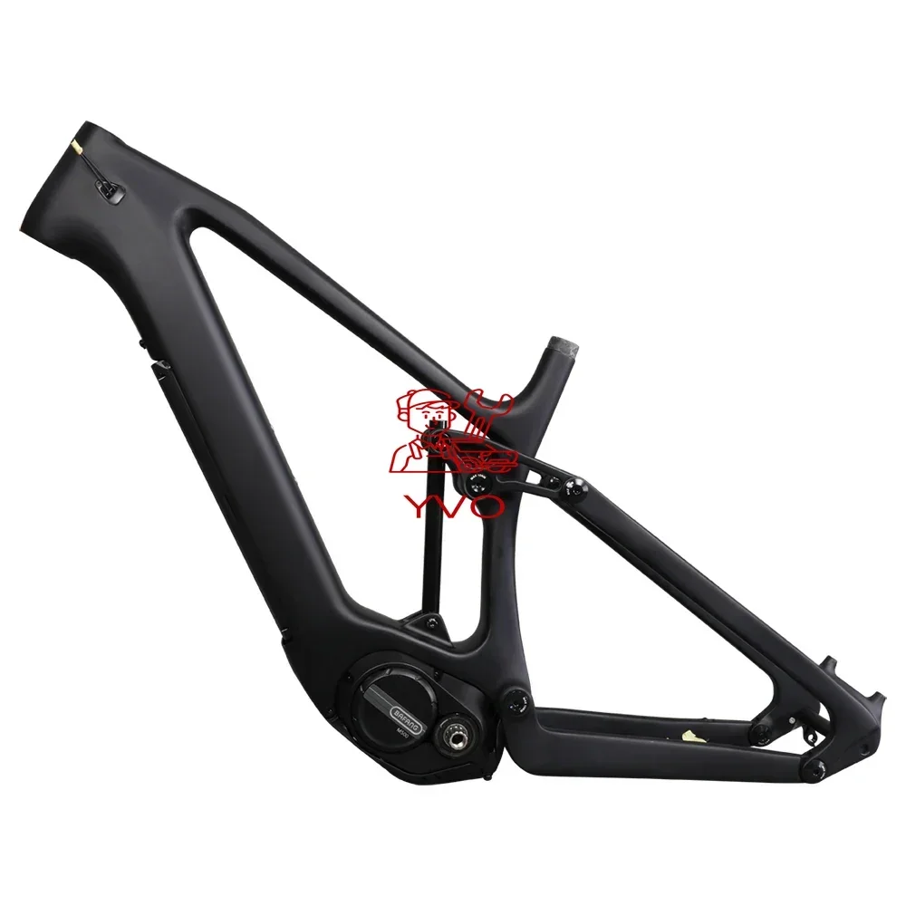 Light Carbon Fiber EMTB Enduro E Bike Mid Drive Bafang M600 Full Suspension Electric Bicycle Frame