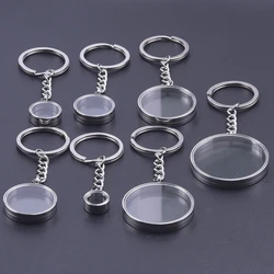 1Pc 10-40mm Round Glass Urn Reliquary Locket Pendant Keychain For Ashes Floating Medaillon Coin Men Car Key Holder Jewelry Bulk