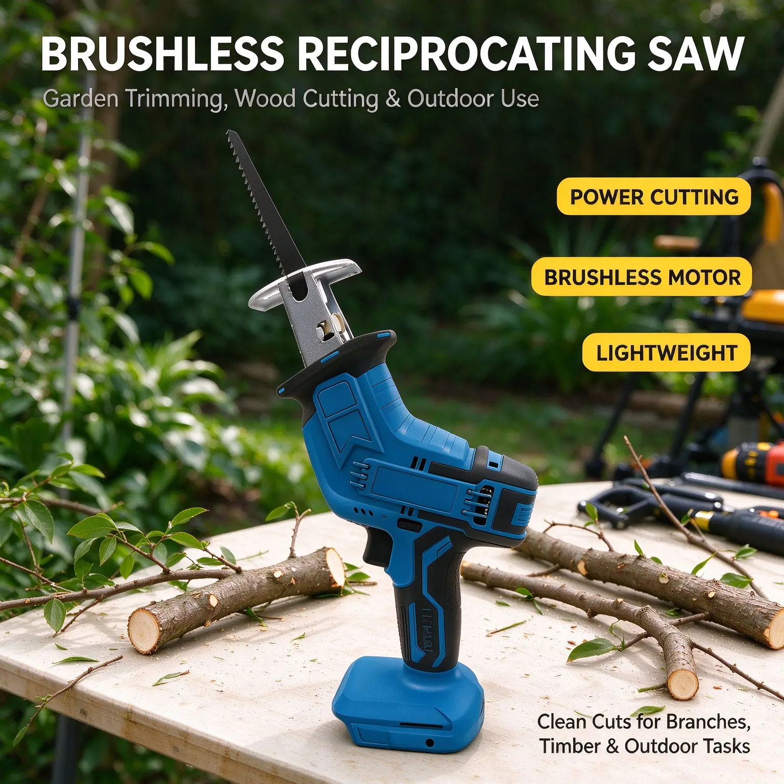 Cordless Electric Reciprocating Saw Handheld Cordless Cutting Tool for Wood Metal Pipe Construction Projects No Battery Included