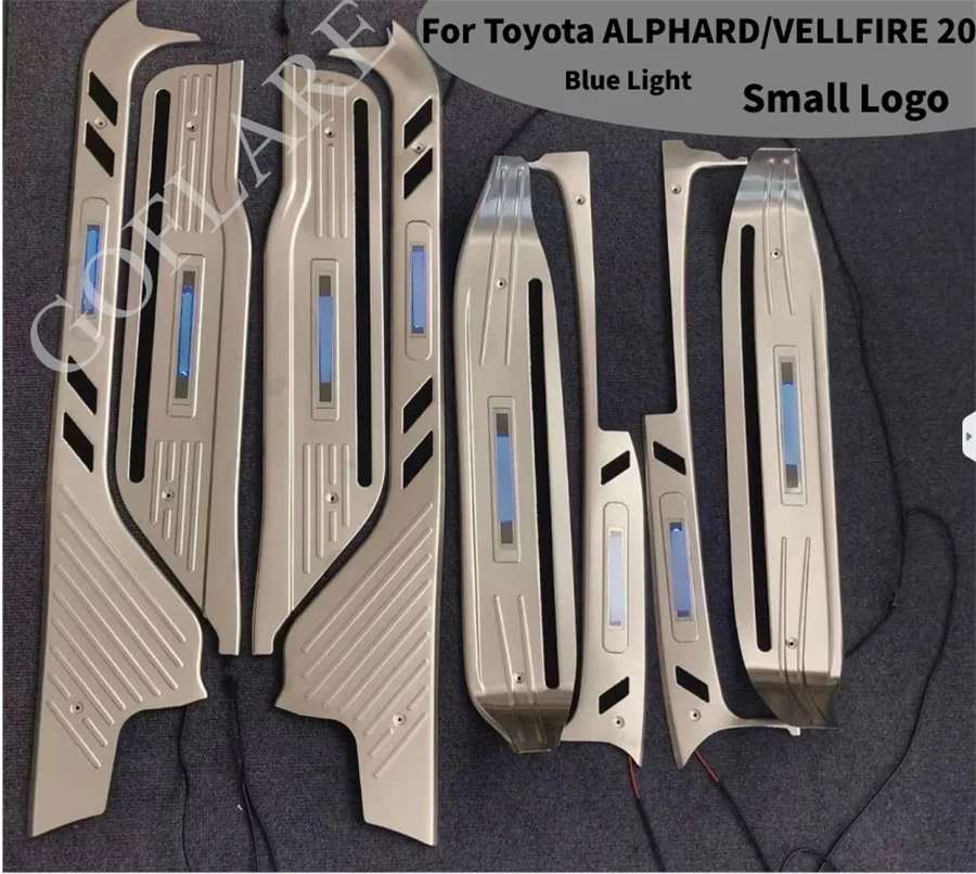 Accessories For Toyota Alphard Vellfire 20 AH20 2008-2014 Car stying Led Door Sill Scuff Plate Pedal Entry Guard Cover threshold