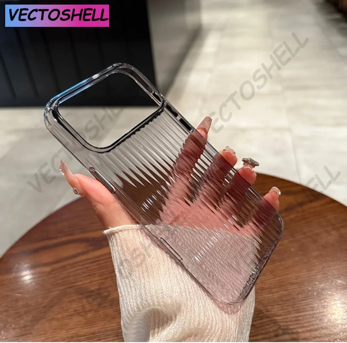 17 Pro Max Luxury Transparent Corrugated Pattern Ultra Thin Case Untuk iPhone 17 Air 16 15 14 Pro Max Plus Shockproof Soft Cover