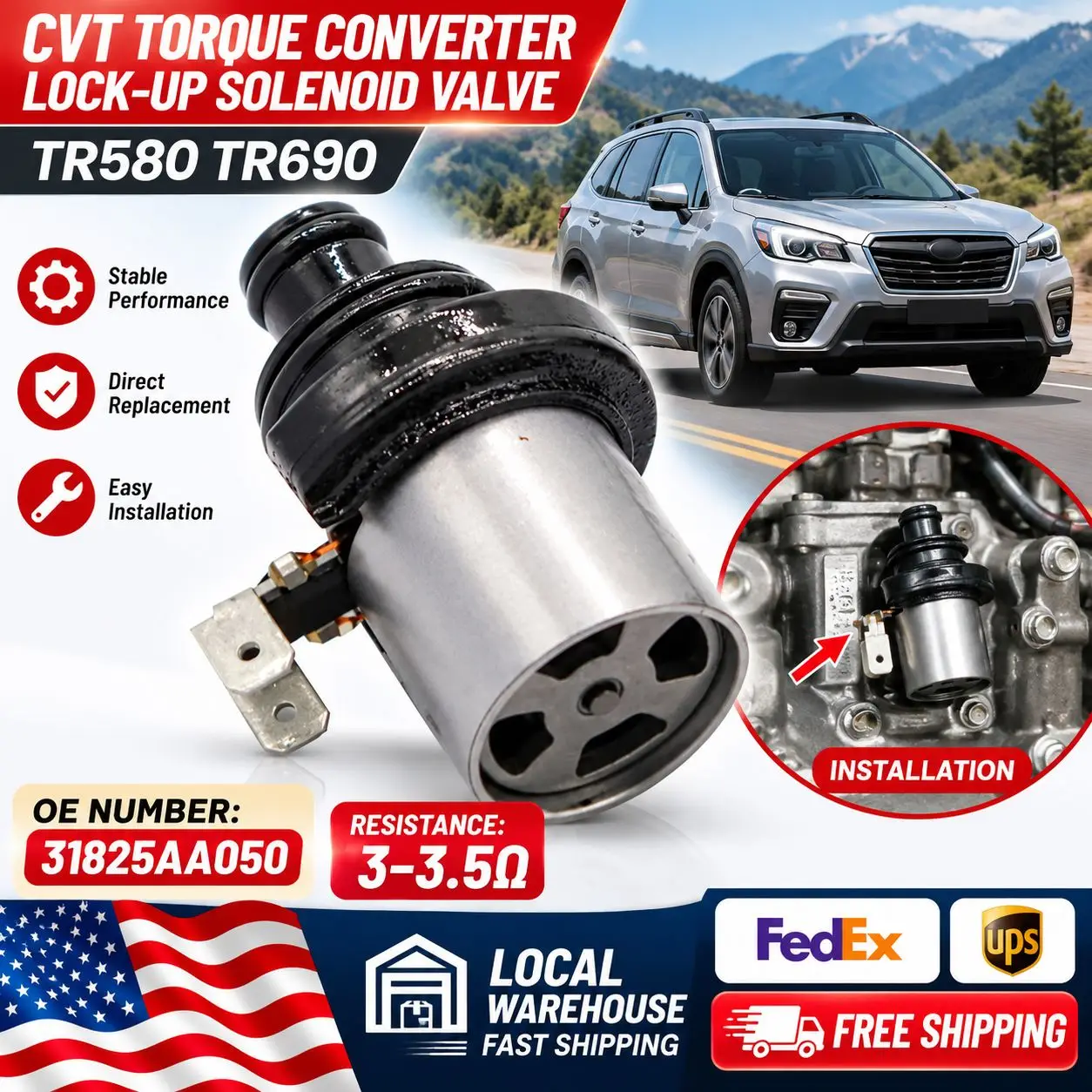 TR580 TR690 Original New CVT Torque Converter Lockup Solenoid 3-3.5Ω For Subaru Lineartronic Car Part 31825AA050