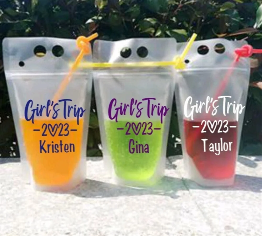 Adult Drink Pouches Personalized, Girls Trip, Girls Weekend, Booze Bags, Girls Trip Gifts, Girls Trip Cups, Beach Trip, Girls ge