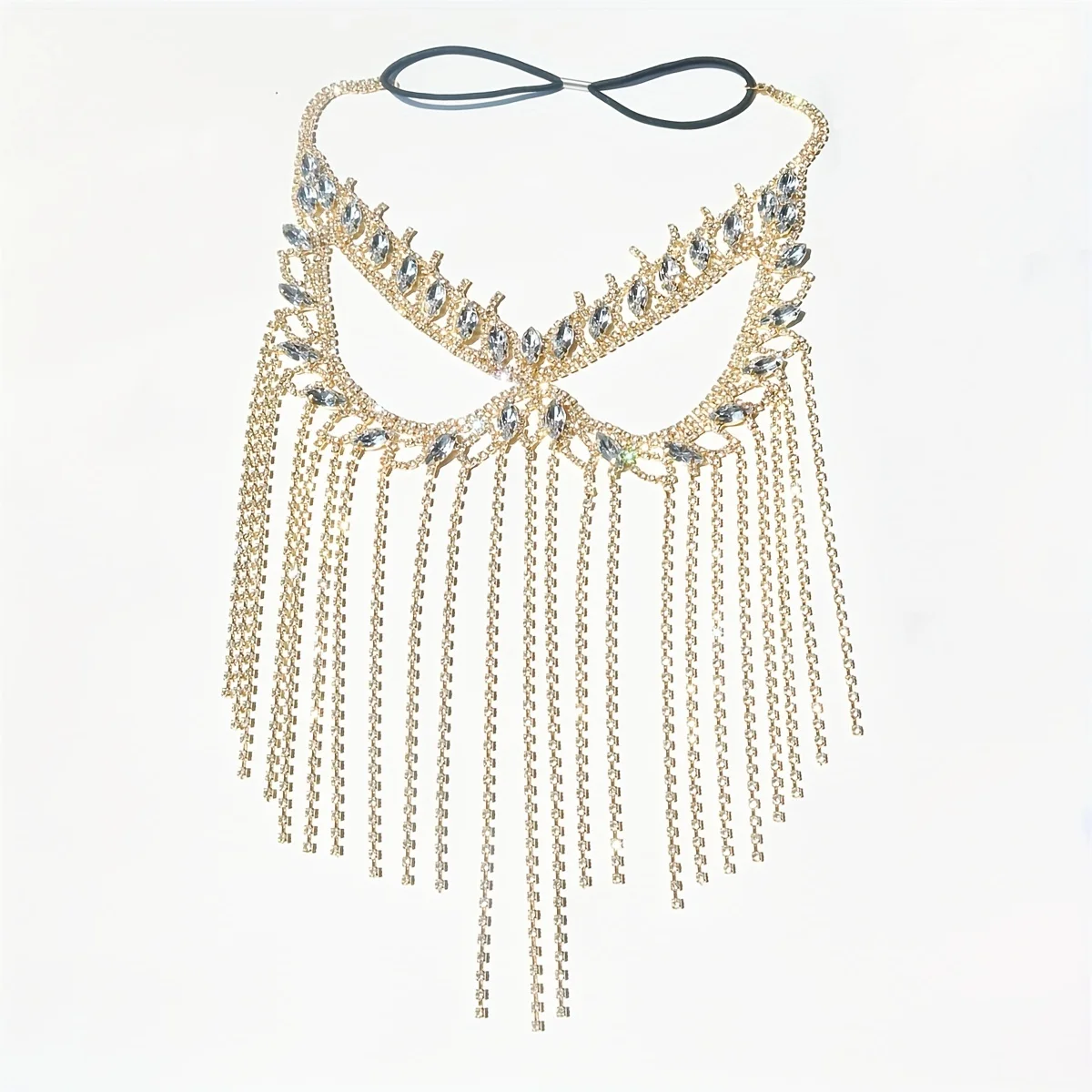 Fashion Charming Rhinestone Tassel Veil Masks for Women Bohe Face Jewelry Chain Masquerade Dance Party Sexy Costume Accessories