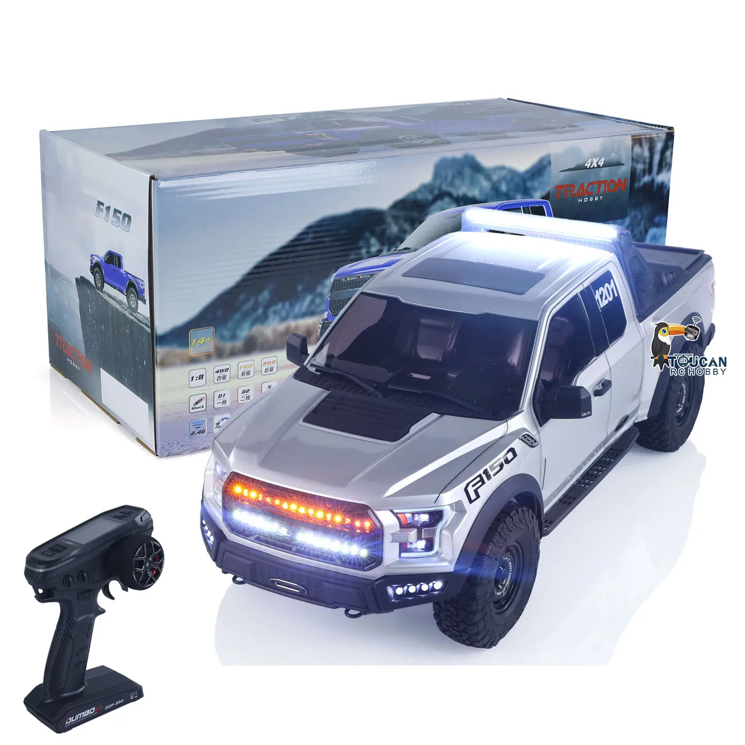 

Радиоуправляемый пикап F150 1:8, 2 скорости, электрический внедорожник, 4WD, с блокировкой осей, подсветкой, модель с прямой задней осью