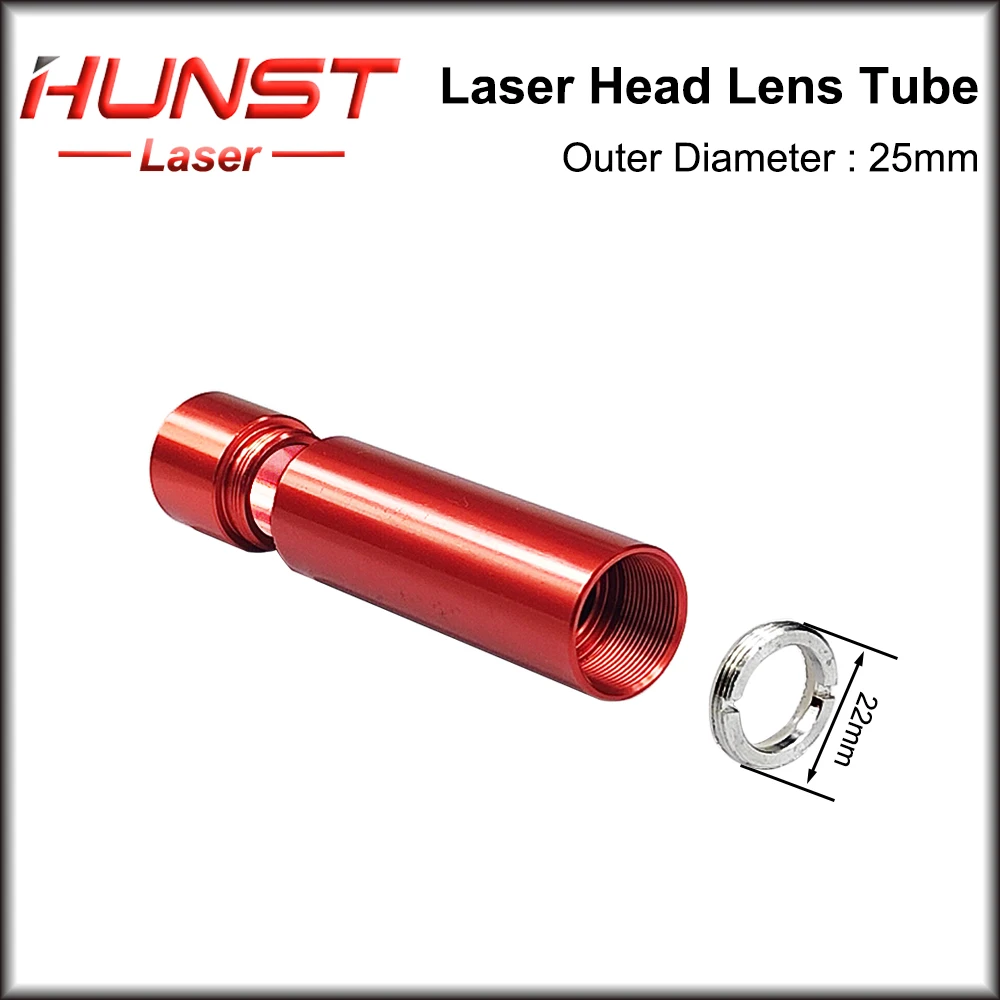 HUNST CO2 Laser Lens Tube OD 25mm ID 21mm for Lens Dia.20mm F50.8/63.5/101.6mm Double-head Teeth for CO2 Laser Cutter