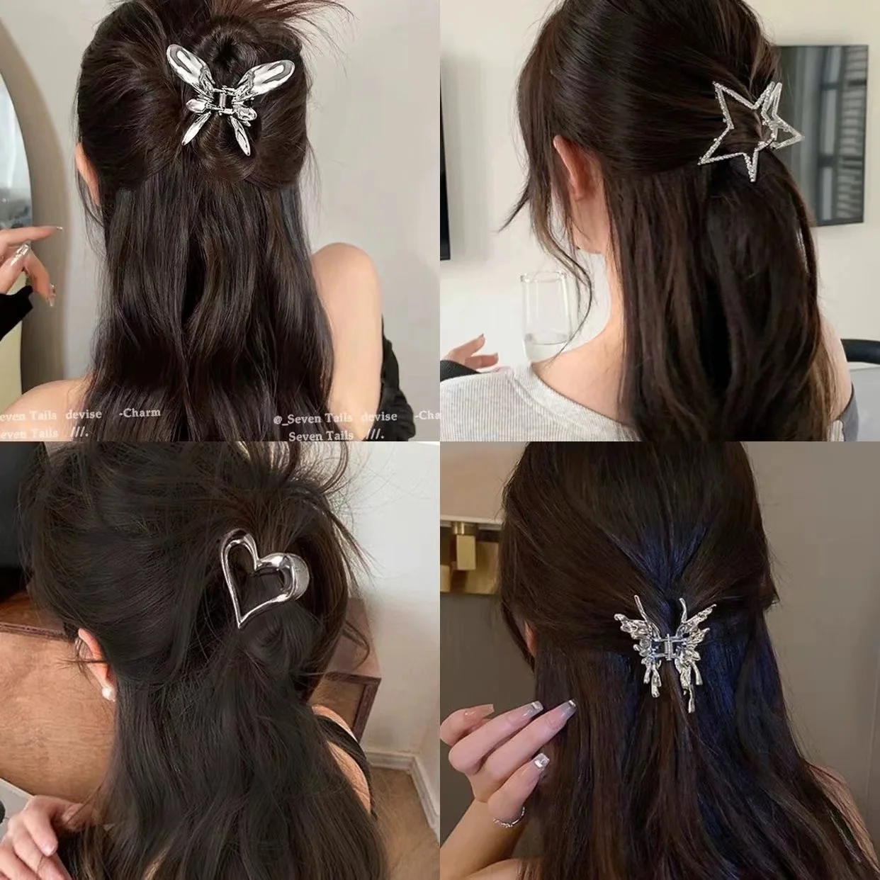 

Metal Shark Clip for Women High Quality Simple Hair Claw for Back of Head Butterfly Bow Design Hair Pin Going Out