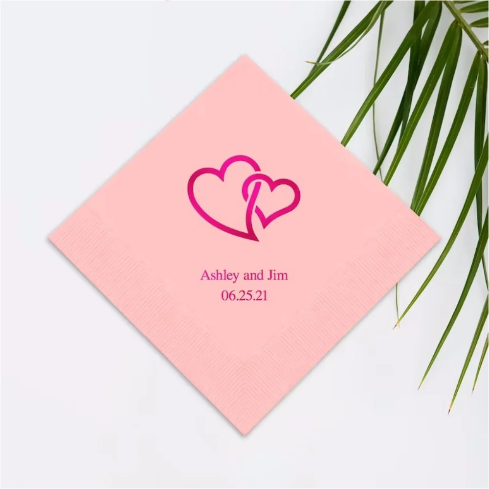 

50Pcs Interlocking Heart Print Napkins - Paper Wedding Napkin -Personalized Napkins -Engagement Party -Anniversary Party -Bridal