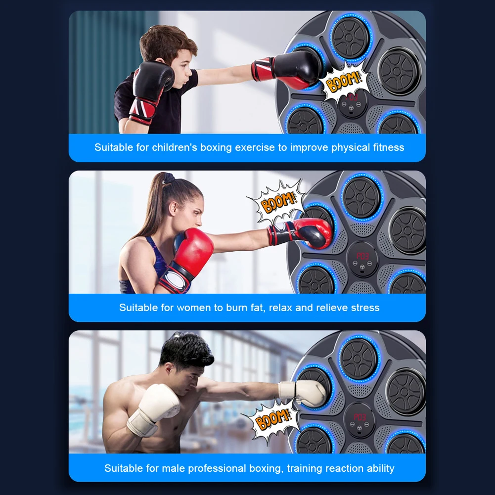 Smart Music Boxing Machine Bluetooth Boxing Machine Wall Mounted with Adult/Child Gloves ,Workout Machine For Home,40cm 15.75in