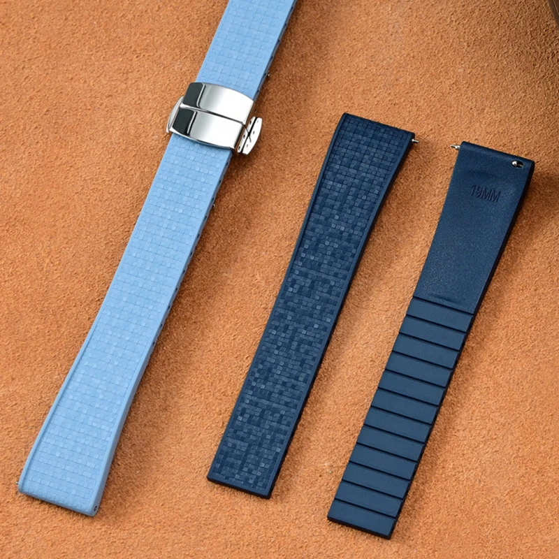 CTS Cinturino per orologio in caucciù fluoro tagliato su misura 18/19/20/21/22mm FKM Fibbia a farfalla Estremità piatta universale Sostituisci il cinturino dell'orologio
