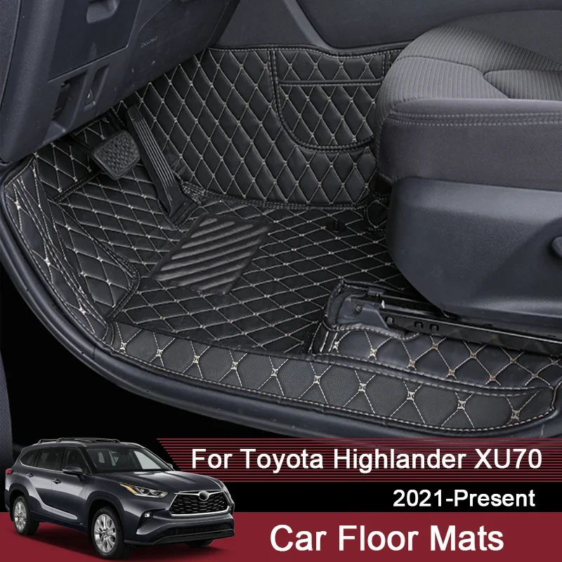 Car 3D Full Surround Custom Foot Mat For Toyota Highlander XU70 2021-Present Leather Floor Protect Waterproof Pad Auto Accessory