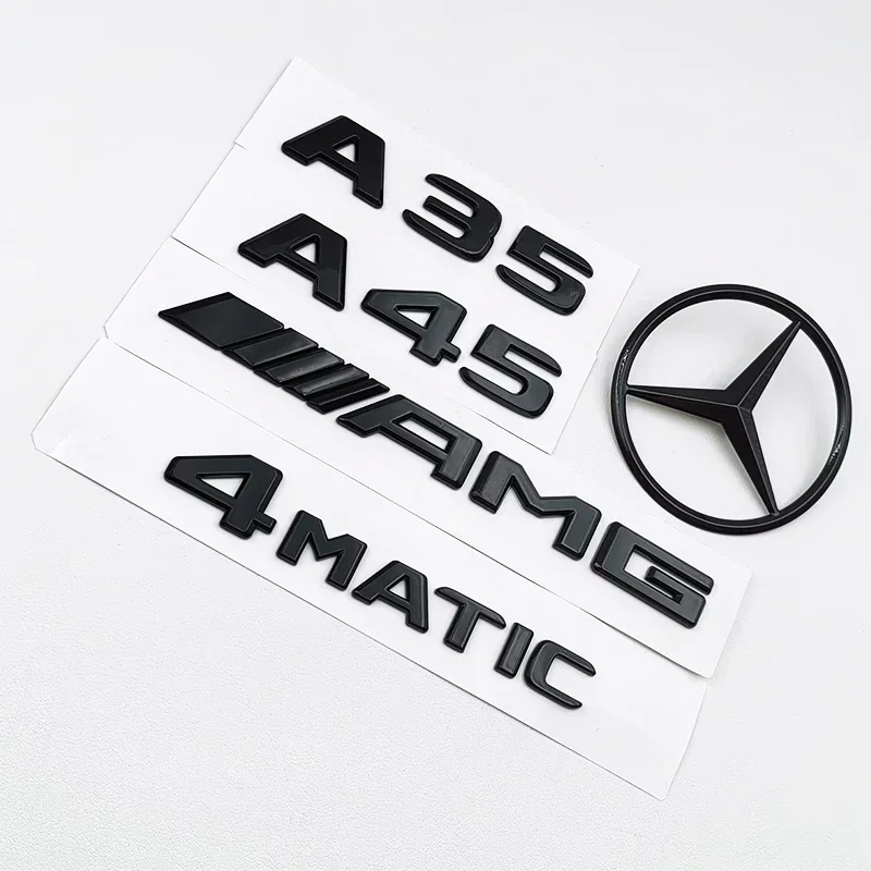 

3D ABS Black A35 A45 A160 A180 A200 A250 Logo Letters 4MATIC Badge Car Rear Star Sticker AMG Emblem For Mercedes Benz W176 W177