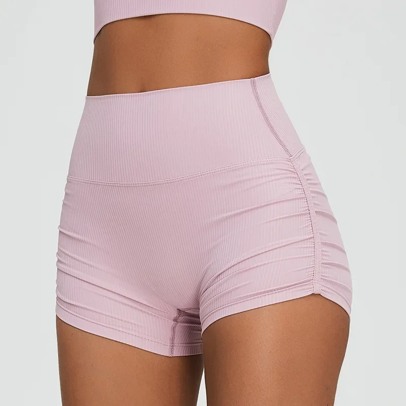 New Pleated Sports Shorts Women's Tight Peach Hip Lifting Fitness Shorts Quick Dried Fitness Push Up Triple Yoga Pants