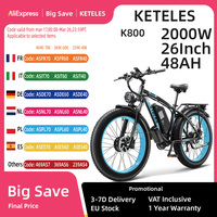 KETELES K800 Electric Bike 2000W 48V 23AH 26inch Fat Tire Hydraulic brakes Ebike 21Speed Mountain Snow Off-road Electric Bicycle