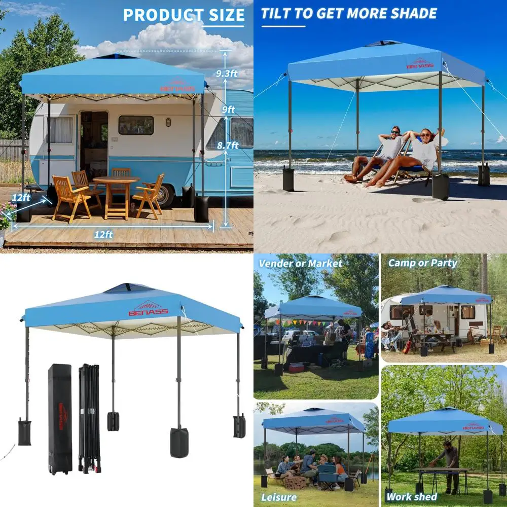 

Портативный тент для мероприятий 12x12 футов, бирюзовый, усиленный, для вечеринок, простая установка одним человеком