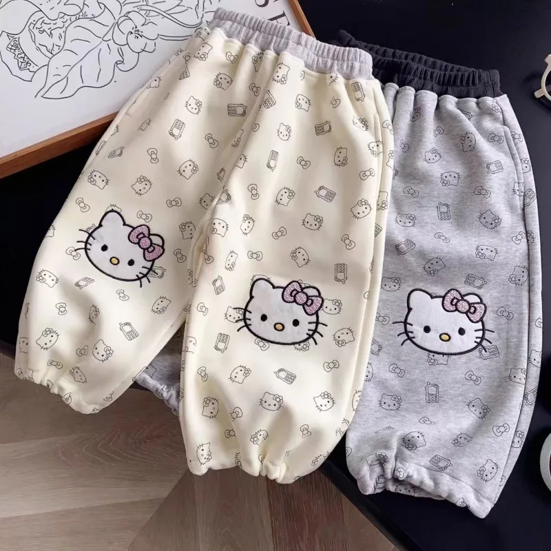 

Kawaii Hello Kitty Sanrio Children Lovely Cartoon Pants Students Comfortable Sweatpants Long Pants Christmas Gifts for Kids