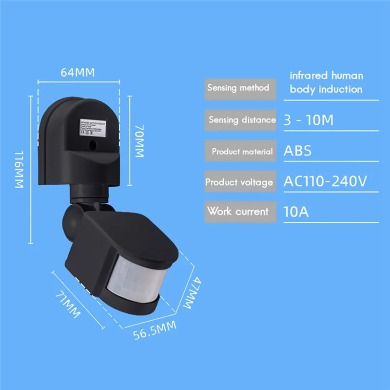 M01K AC110-240V Motion Sensor Automatic Infrared Light Sensor Movement Detector Outdoor Light Switch Human Presence Sensor