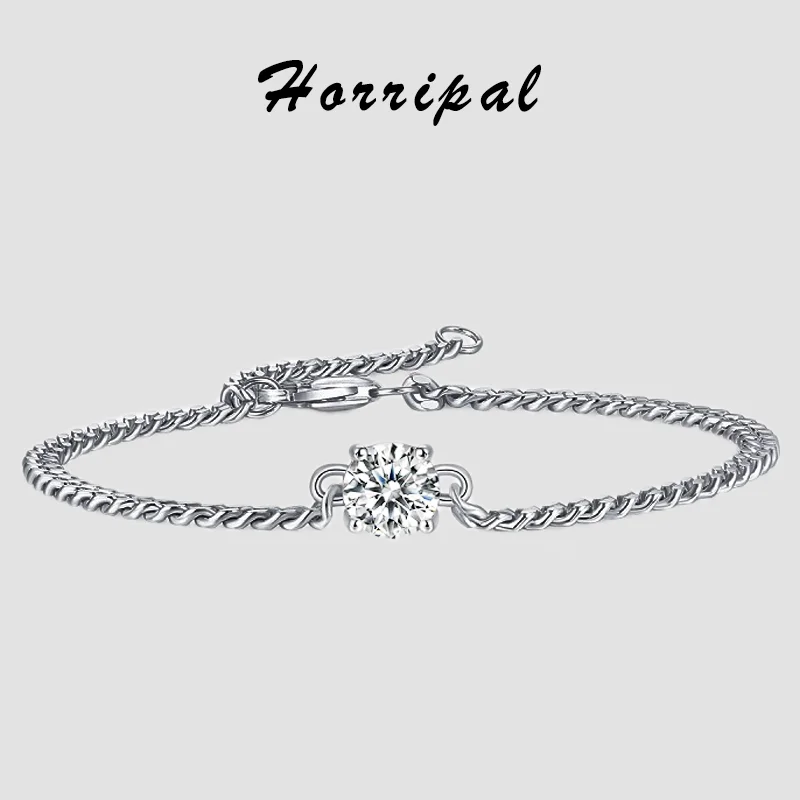 New 1CT Moissanite Cuban Bracelet for Man Women 925 Sterling Silver Plated 18K White Gold Daily Fashion Trendy Jewelry Gift 2024