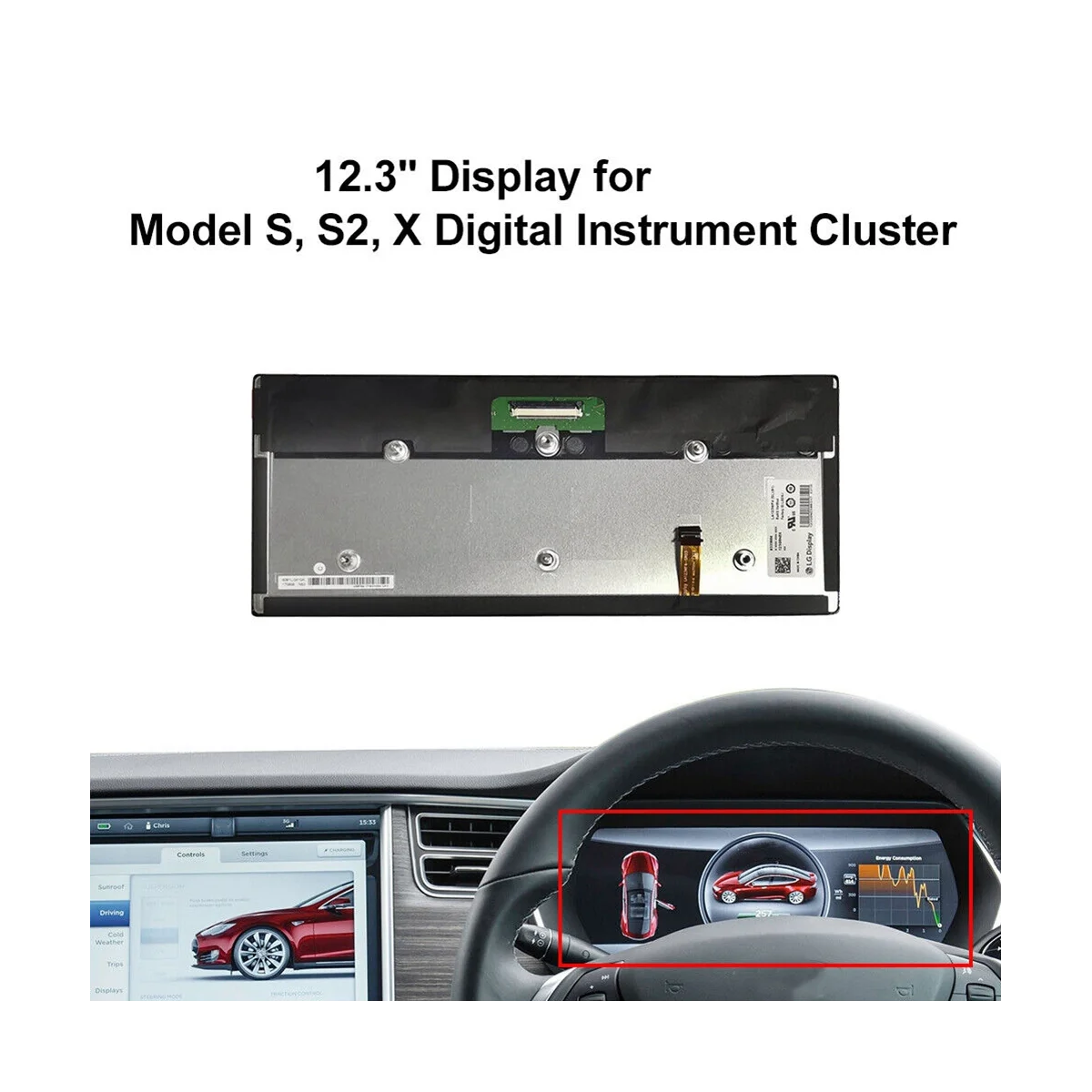 12.3 Inch LA123WF1-SL01 LCD Display Screen for 2014 Model S Model X Car Instrument Parts