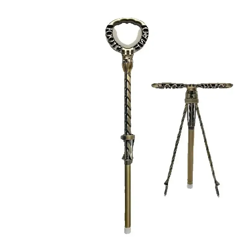 Multifunctional Nonslip Walking Stick Stool Outdoor Sports Goods Scalable Folding Stool Portable Beach Chair Elderly Crutch Seat