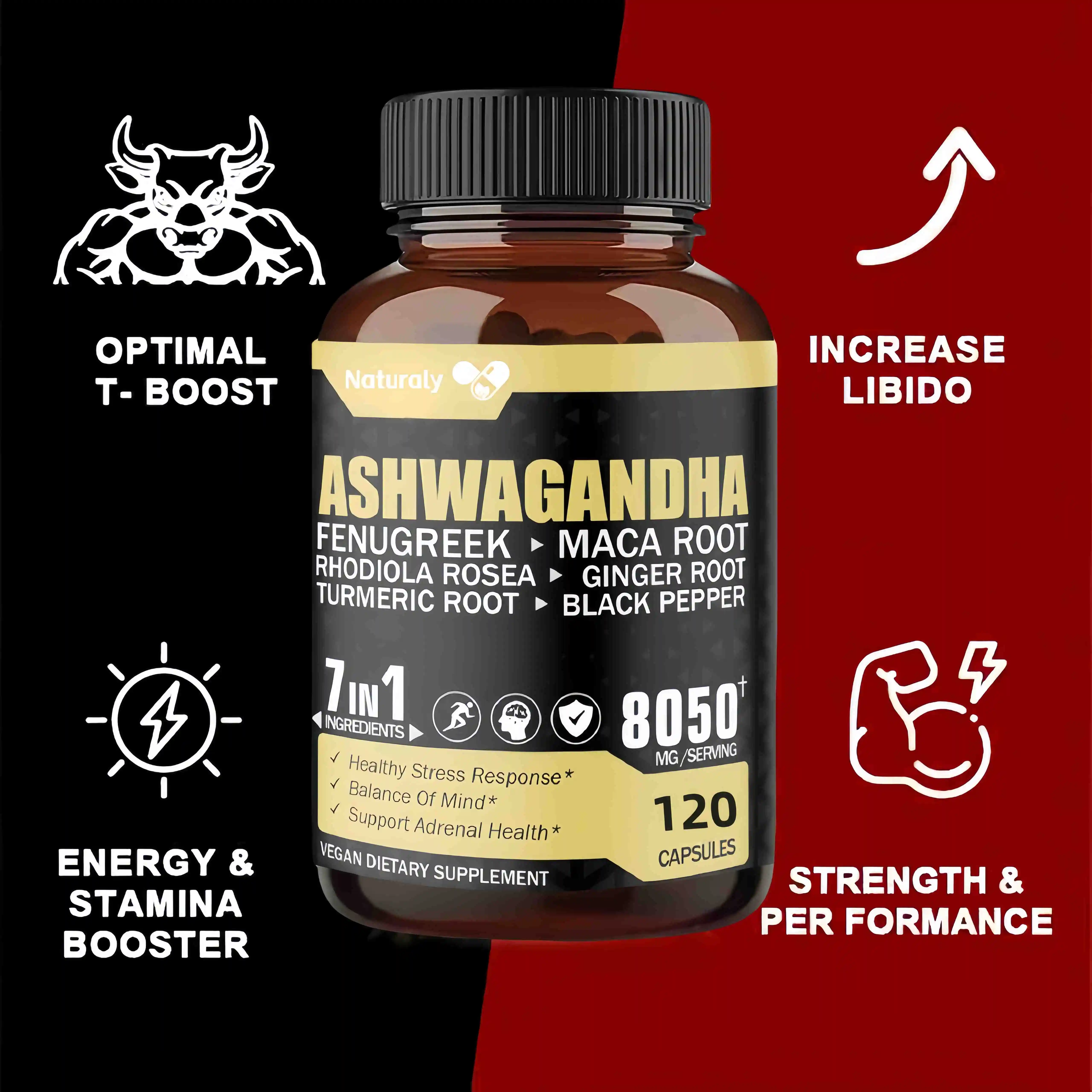 Ashwagandha Capsules Help Brain & Memory & Focus Health Anti Stress Health Sleep Benefit Immunity Vegetarian Capsules