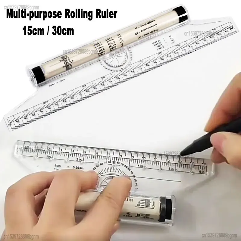 30cm Multi-purpose Angle Parallel Scroll Rolling Balance Scale Ruler Template For Art Design Architect Draft Drawing Measuring