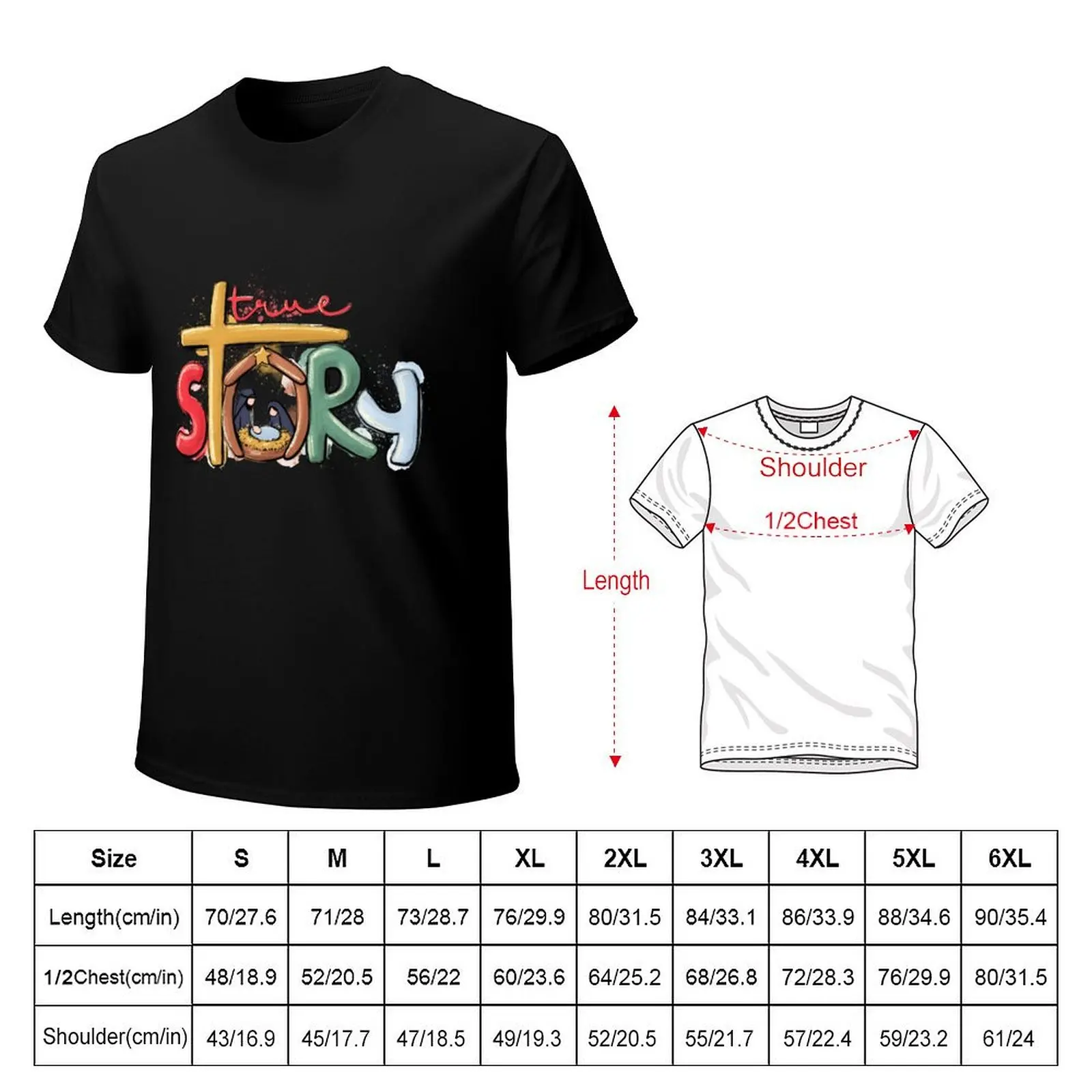 True Story Christmas Nativity Jesus Christian Christmas T-Shirt Novelty Print Casual Tee Shirt