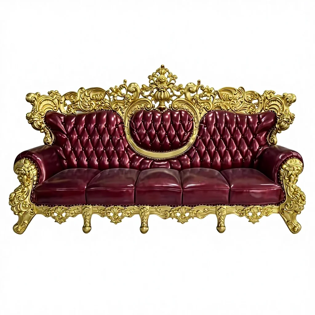 

Royal European sofa, leather retro solid wood carving flower luxury classic sofa set, luxury sofa classic