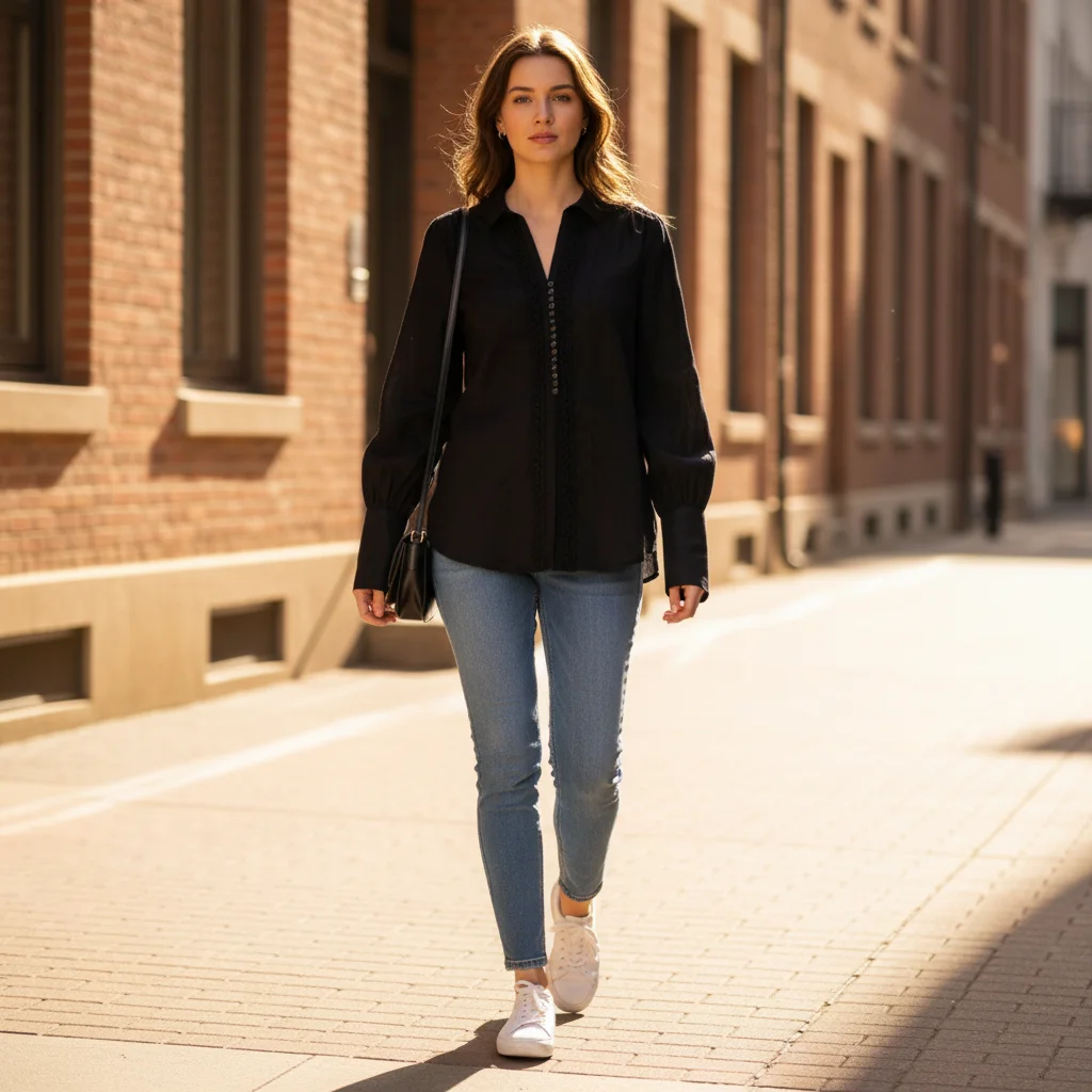 

Women Trendy Long Sleeve Shirt Comfortable Button Up Blouse for Work and Casual Wear Ladies Casual Long Sleeve Shirt BC2245