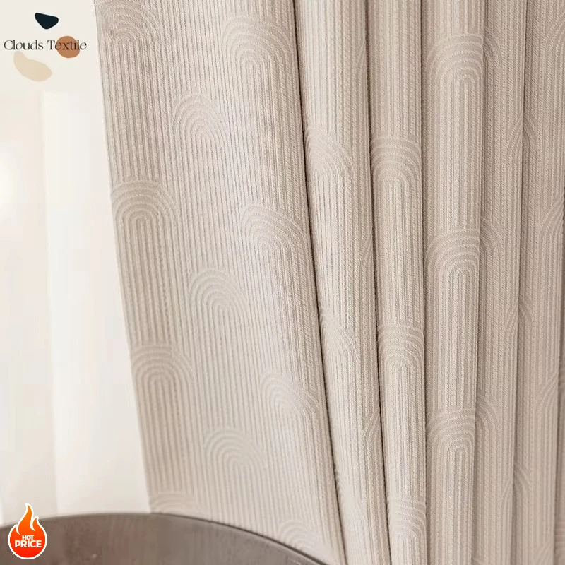 

French Luxury Cream Color Chenille Jacquard Curtains for Living Dining Room Bedroom Sunscreen Sound Insulation Living Room