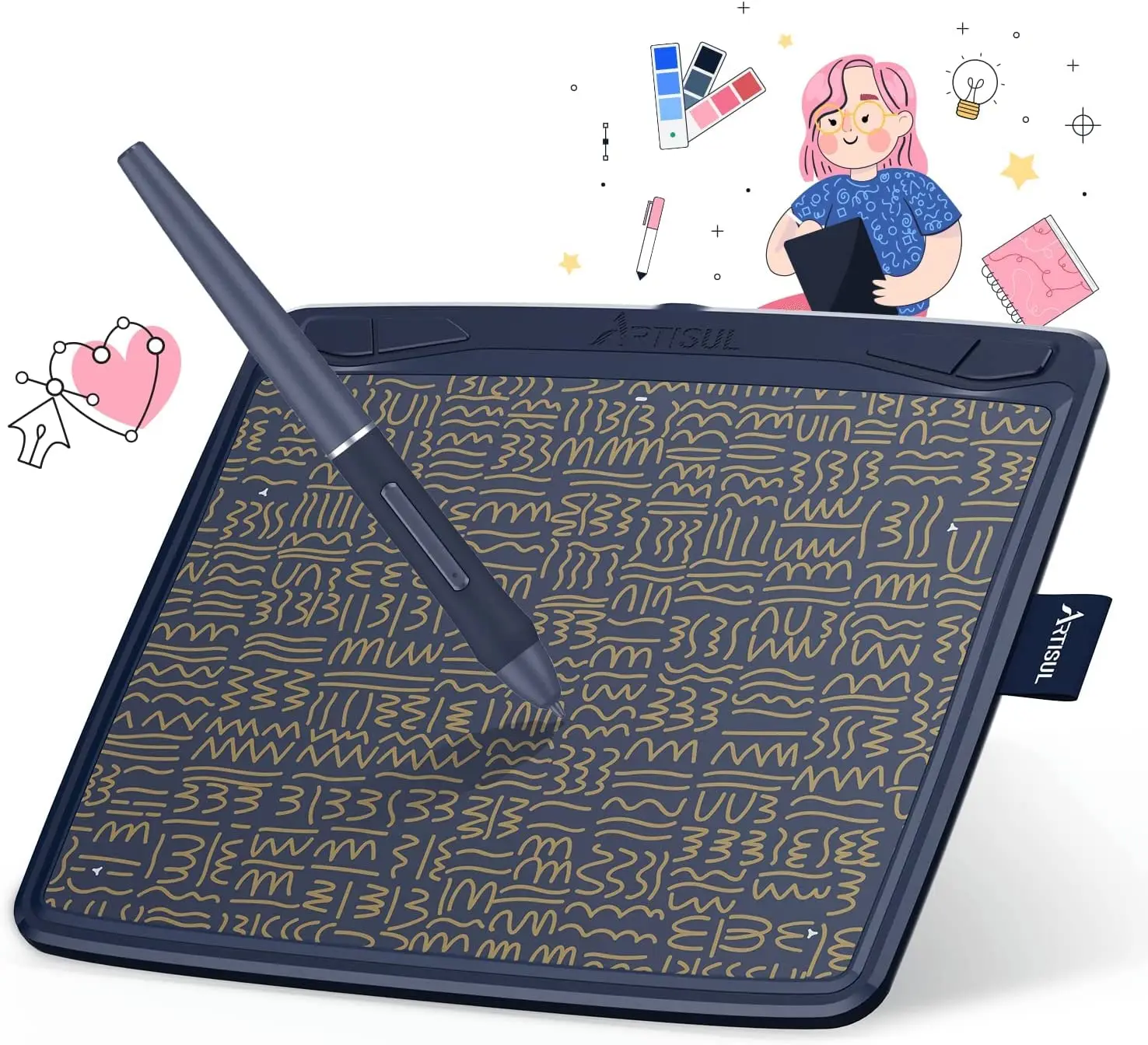 ARTISUL A801 9 Inch Pen Tablet 8192 Levels Pressure Anime Graphic Tablet for Drawing & Playing/OSU 4 Express Keys Digital Tablet