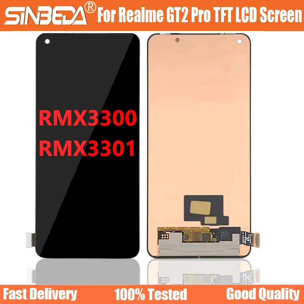 TFT LCD For Realme GT2 Pro LCD Display Touch Screen Digitizer Replacement Tested For Realme RMX3300 RMX3301 LCD No Fingerprint