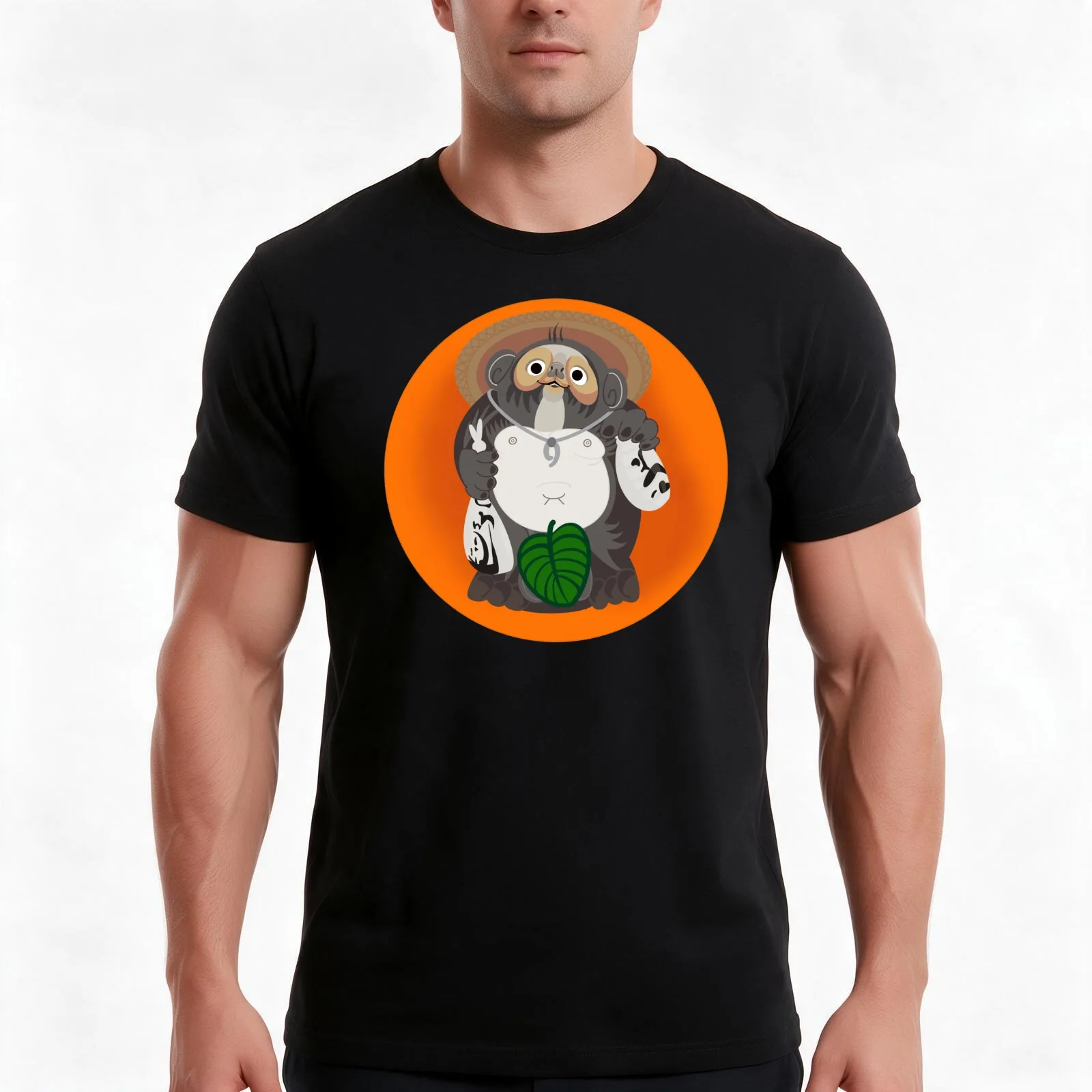 Modest Tanooki Japanese raccoon dog T-Shirt, Summer Casual Cotton Tee, Oversized Streetwear Tops, Vintage Graphic Print